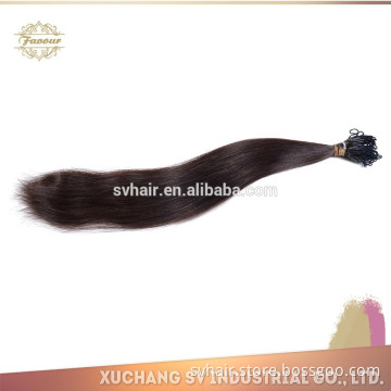 top quality human remy hair extension I TIP with long rope Double Drawn Remy Wholesale nano ring hair extension russian